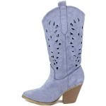 Stivali blu numero 38 di gomma con tacco da 7cm a 9 cm con tacco per Donna Queen Helena 