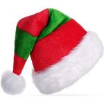 CITÉTOILE Cappello da Babbo Natale, Cappello da Babbo Natale per adulti unisex, con pompon e visiera pelosa, Strato interno ispessito, Cappello da Babbo Natale a strisce rosse e verdi