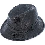 Cappello da uomo in pelle laminata nera stile borsalino