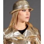 Cappello da uomo in pelle oro laminata stile borsalino D'Arienzo, Seleziona Taglia XL (61cm), Colore Oro