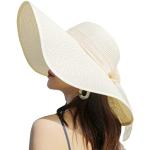 Cappelli eleganti beige di paglia traspiranti a falda larga per Donna 