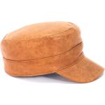 Cappello in pelle color cuoio con visiera stile Vasco