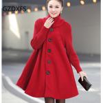 Cappottii eleganti rossi 3 XL taglie comode di lana lavabili in lavatrice manica lunga in maglia per Donna 