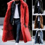 Cappotti classici classici rossi di pelliccia tinta unita manica lunga per Uomo 