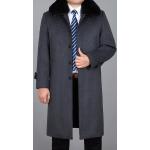 Cappotti lunghi eleganti blu scuro 3 XL taglie comode di lana a tema coniglio 