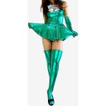 Carnevale Green Metallic Shiny bowknot Catwoman Mini Skirt Suit Halloween