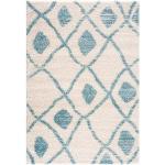 carpet city Tappeto Shaggy a pelo lungo, stile etnico, 80 x 300 cm, colore: blu crema