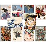 Cartoline giapponesi Ukiyo-e Art Set di 10 – Cartoline Pack Woodblock Cards Gift (Set di biglietti 1)