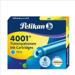 Cartucce inchiostro 4001 (TP/6) - lunghezza 39mm - turchese - Pelikan - scatola 6 cartucce Quantita min. 1