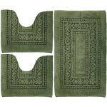 Set tappeti verde oliva di cotone da lavare a mano 3 pezzi da bagno Casatessile 