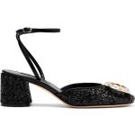 Sandali larghezza E neri numero 38,5 con glitter con tacco da 5 cm a 7 cm con cinturino per Donna Casadei 