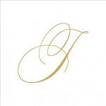 Caspari 2900CG.J Tovaglioli di Carta di Lino Signature Gold Initial J, Perla Bianca