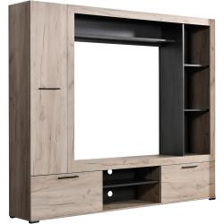 CASSIDIE - parete attrezzata porta tv con armadio moderna minimal in legno cm 195,6 x 35,2 x 169,6 h