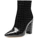 Stivali larghezza A eleganti neri numero 43,5 di gomma con cerniera tacco a blocco con tacco per Donna 