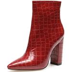 Stivali larghezza A eleganti rossi numero 39,5 di gomma con cerniera tacco a blocco con tacco per Donna 