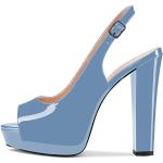 Sandali eleganti azzurri numero 41 di gomma antiscivolo con plateau per Donna 