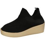 Sneakers larghezza E casual nere numero 38 di tela con strass chiusura velcro traspiranti platform per Donna 