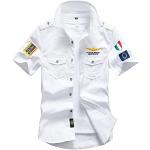 Magliette & T-shirt militari bianche S taglie comode di cotone mezza manica ricamate per Uomo 