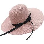Cappelli rosa di paglia a falda larga per Donna 