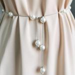 Cinture gioiello 110 cm eleganti grigie con perline per Donna 