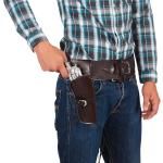 Boland 00579 - Fondina e cintura da cowboy, 110 cm, similpelle, marrone scuro, Wild West, accessorio, porta armi, festa a tema, carnevale, 110cm