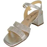 Sandali gioiello larghezza E eleganti numero 39 di pelle con strass con tacco da 5 cm a 7 cm per Donna Cinzia Soft 