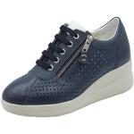 Cinzia Soft IV221781 Airone Sneakers Confort per Donna in Pelle Traforata Blu con Lacci e Lampo (Taglia 36)