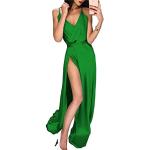 Mini abiti eleganti verdi XXL taglie comode in viscosa con paillettes lunghi mezza manica per Donna 