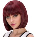 Parrucche rosse naturali per capelli sintetici con frangia per Donna 