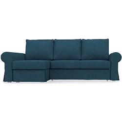 COMFORTLY Divano letto a 2 posti con fodera di ricambio per chaise longue, realizzato a mano, compatibile con il divano angolare BACKABRO (resistente, blu)