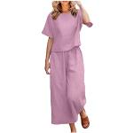 Tailleur elegante rosa 3 XL taglia comoda di cotone tinta unita con paillettes lungo con pantalone per Donna Generic 