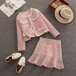 Cappotti corti rosa XL di tweed per l'autunno corti 