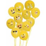 Confezione da 20 palloncini gialli con smiley Cartoon Emoji Forniture per matrimoni per feste Palloncini in lattice da 12 pollici con forme diverse e interessanti