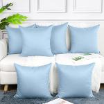 Cuscini azzurri 50x50 cm di cotone tinta unita lavabili in lavatrice 6 pezzi per divani 