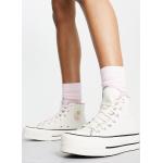 Converse - Chuck Taylor Lift Hi - Sneakers bianco sporco con suola platform e dettagli floreali