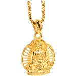 COPAUL Acciaio Inossidabile Collana con Pendente da Uomo, Religiosa Buddha,retro stile,Oro