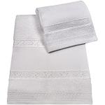coppia asciugamani in spugna (viso e ospite) con inserto tela aida da ricamare colore bianco