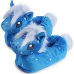 Pantofole larghezza E blu di pelliccia con glitter antiscivolo per bambini 
