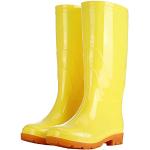 Stivali casual gialli numero 38 di gomma tinta unita tacco a blocco impermeabili con tacco per Donna 