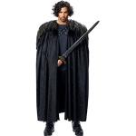 Costume con mantello di Jon Snow e Sam Tarly, I guardiani della notte de Il Trono di Spade, manto con pelliccia sintetica Black Adulti
