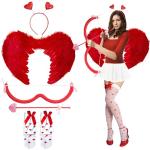 Costumi Carnevale romantici rossi di cotone per San Valentino per Donna 