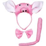 Costume Pink Pig porcellino fascia papillon e coda 3PC costume per festa di compleanno o per bambini. Pink Taglia unica
