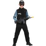 Costume SWAT per bambini Uniforme poliziotto per ragazzi S 128 cm 5-7 anni - Completo da agente di polizia per carnevale Abito unità speciale per festa in maschera Completo sbirro per giovani