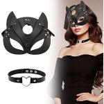 Maschere nere Taglia unica di pelle traspiranti da animale per Donna Catwoman 
