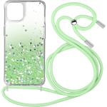 Custodie iPhone verde chiaro in silicone con paillettes 