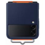 Cover Originale Galaxy Z Flip 3 5G Silicone Morbido Cinturino arancione - Navy