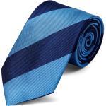 Cravatta blu e azzurra in seta da 8 cm con motivo a righe