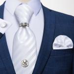 Accessori moda argentati di seta a righe da lavare a mano per Uomo 