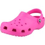 Sandali bassi larghezza E rosa tinta unita con punta rotonda con allacciatura elasticizzata per bambino Crocs 