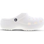 Sandali casual bianchi numero 37 di gomma con punta rotonda con allacciatura elasticizzata con plateau per Donna Crocs Classic 
